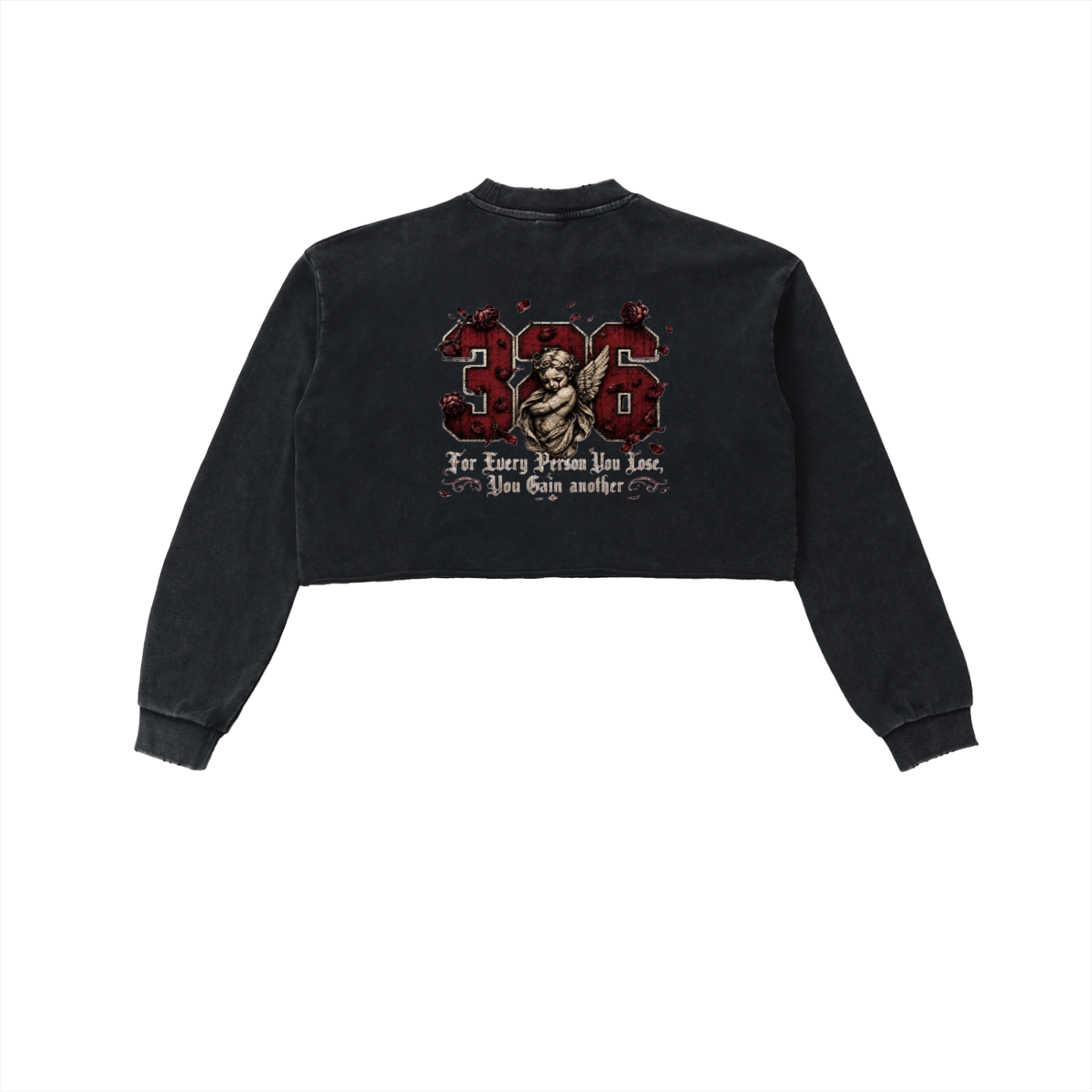 'Creamsn & Bone 326' Snow Washed Raw Edge Cropped Sweatshirt