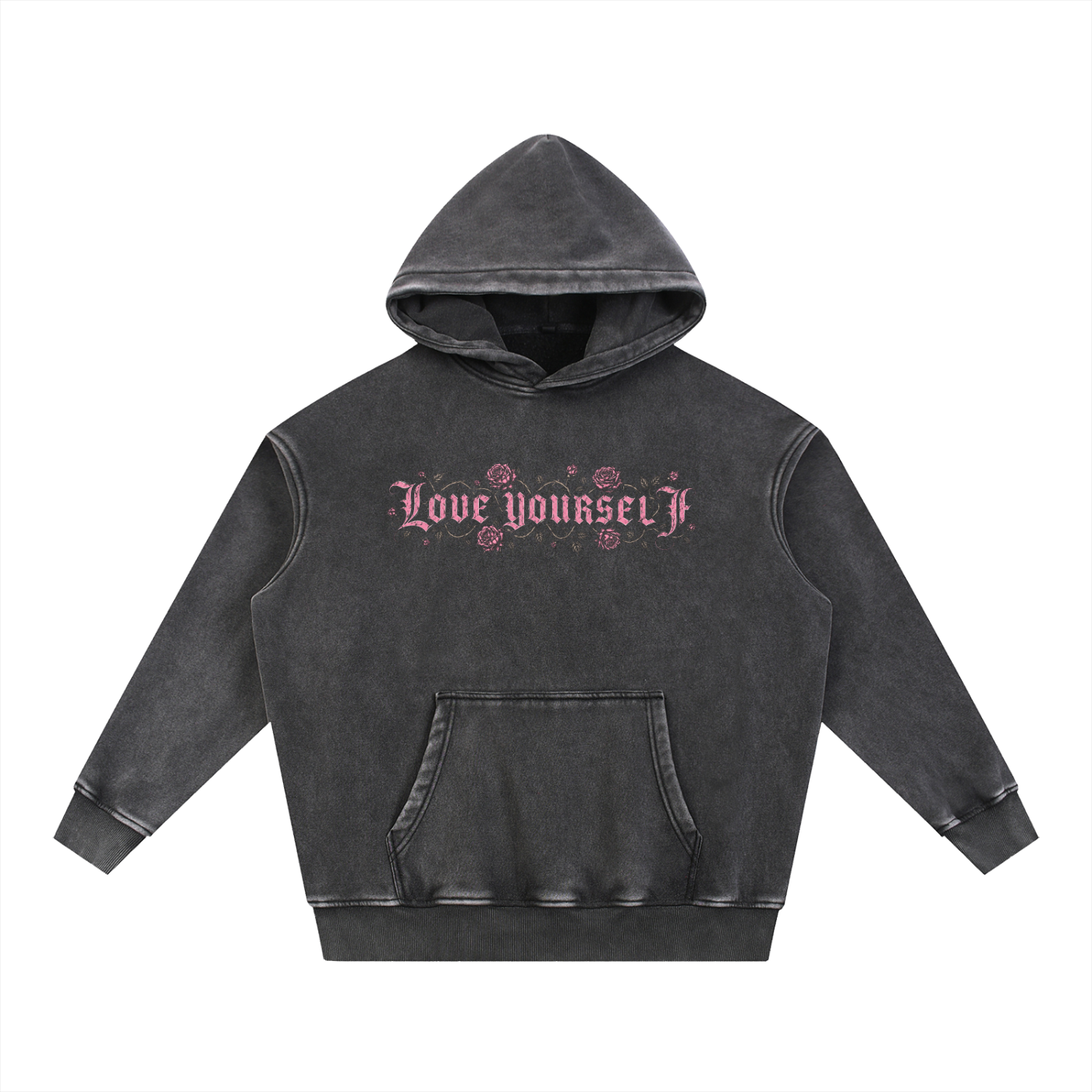'Pretty In Pink' Snow Wash Fleece Oversize Hoodie