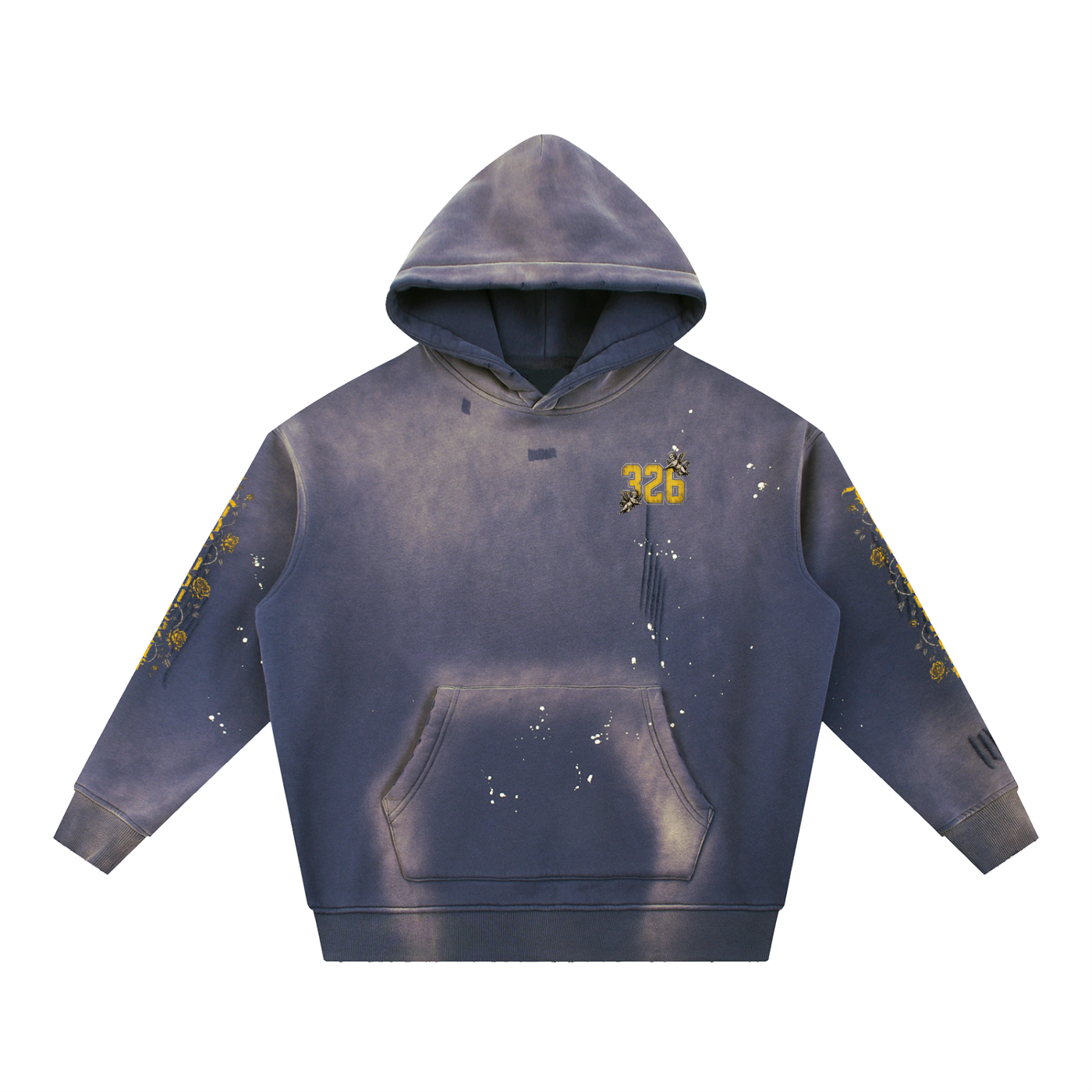 'Vintage 326' Washed Frayed Fleece Hoodie