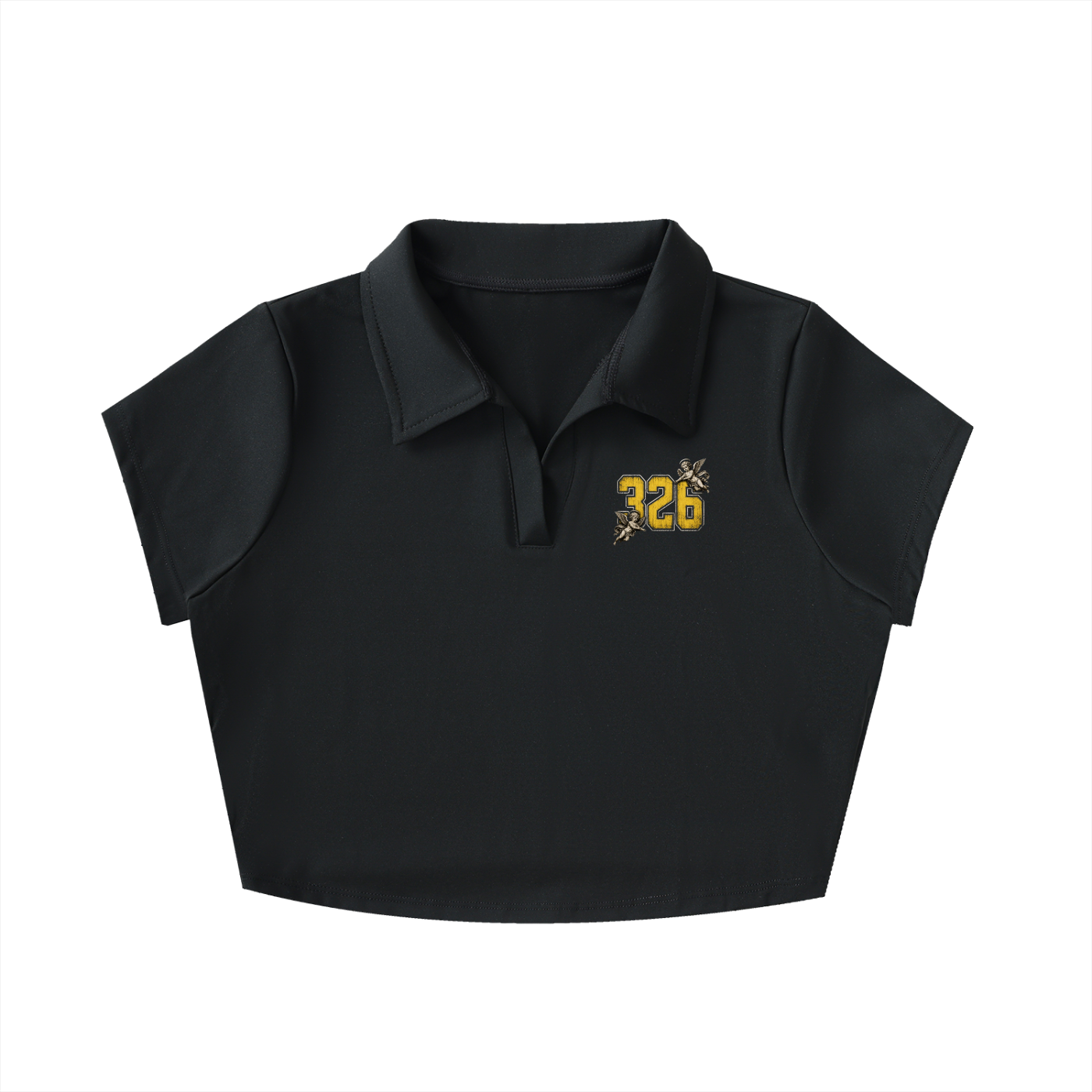 "Bumble 326' V-Neck Lapel Crop Top