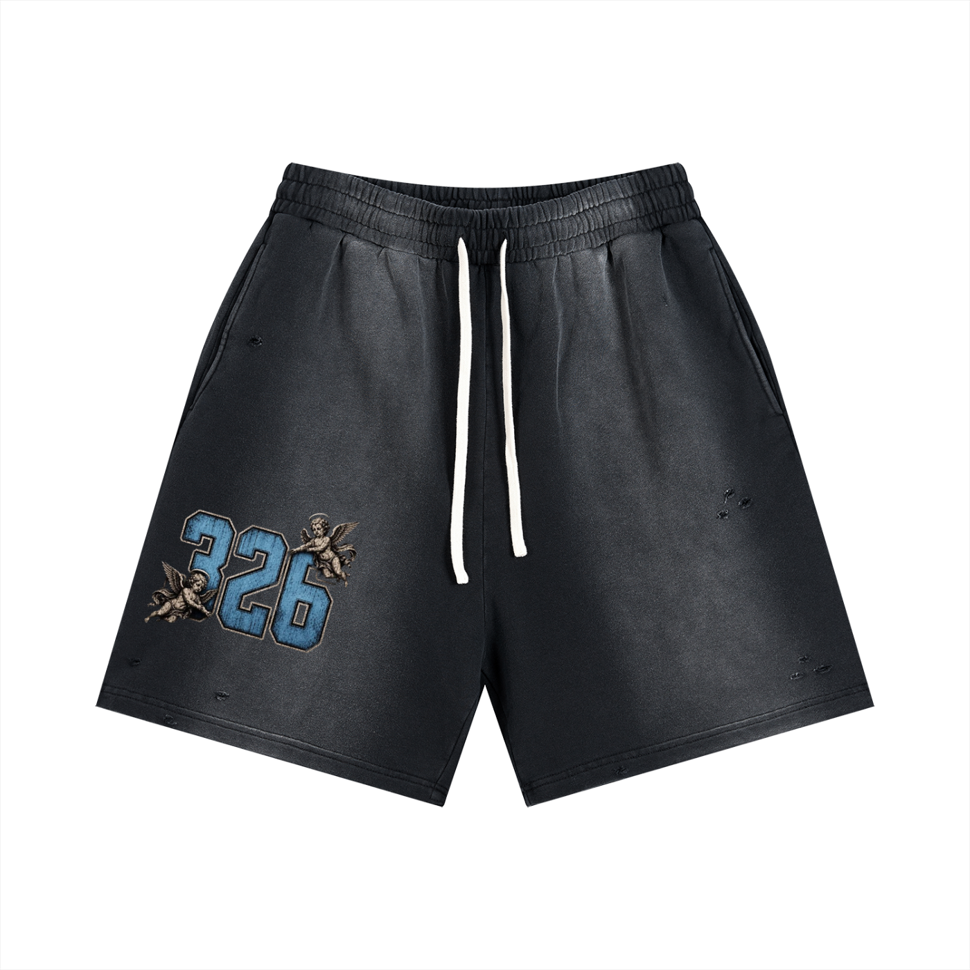 'Sky Blue' Sun Fade Distressed Shorts