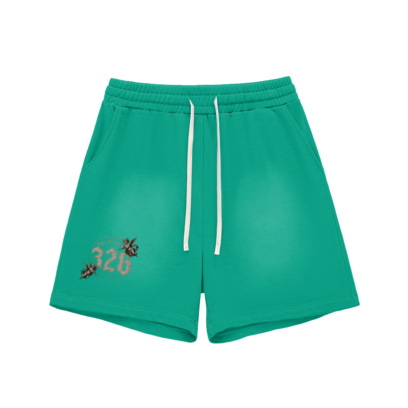 '326 ' Sun Fade Raw Edge Cotton Shorts