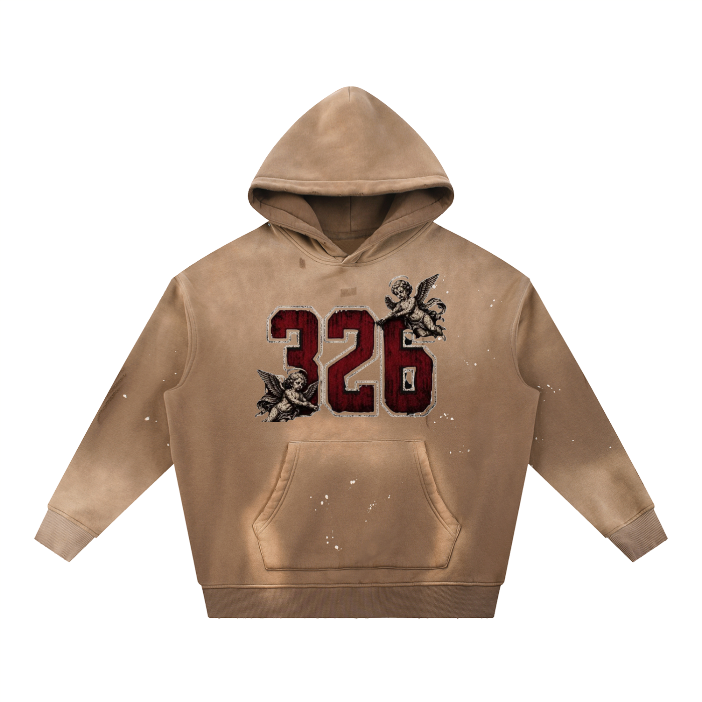 ' Creamson & Bone 326' Vintage Washed Frayed Fleece Hoodie